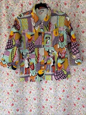 Kaktus Multicolor Graphic Button-Front Shirt, Probably fit more like a small ❤️